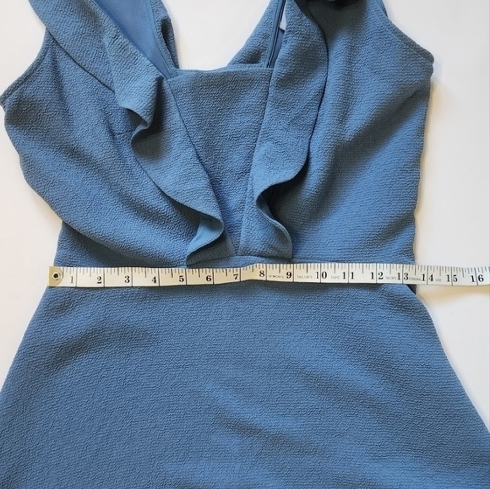 SANDRO PARIS LIGHT‎ BLUE RUFFLE A LINE DRESS - Picture 6 of 12
